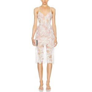 Fleur Du Mal floral-embroidered sequinned midi dress NEW
